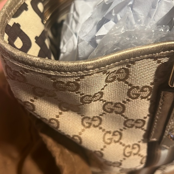 Gucci Canvas Tote Khaki And Gold - Picture 14 of 15
